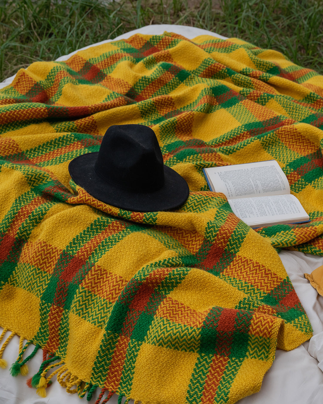Sorin Yellow Plaid Wool Blanket