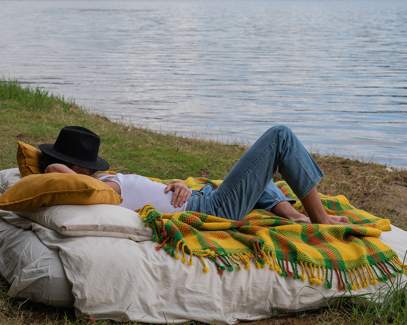 Sorin Yellow Plaid Wool Blanket