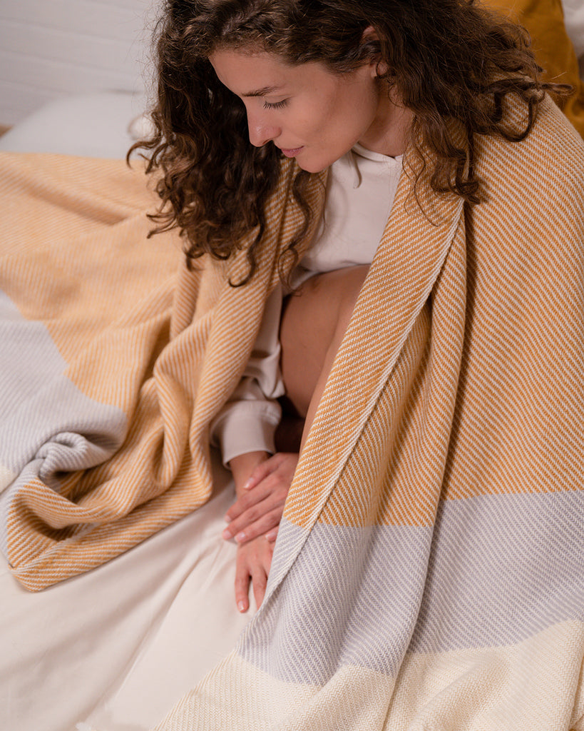 stokke merino wool blanket RITZY Solana Yellow Merino Wool Blanket