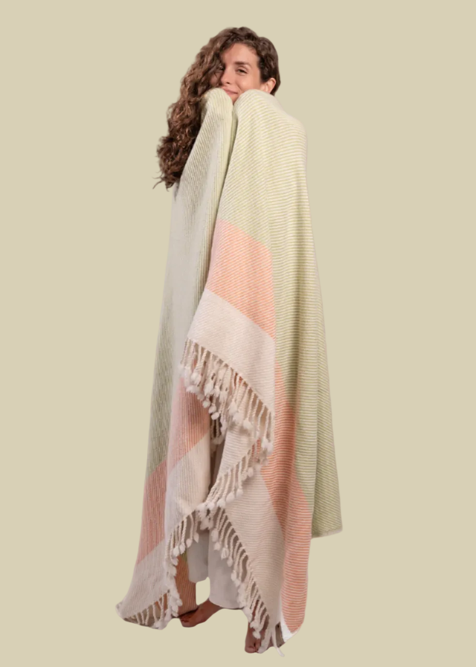 Solana Green Merino Wool Blanket