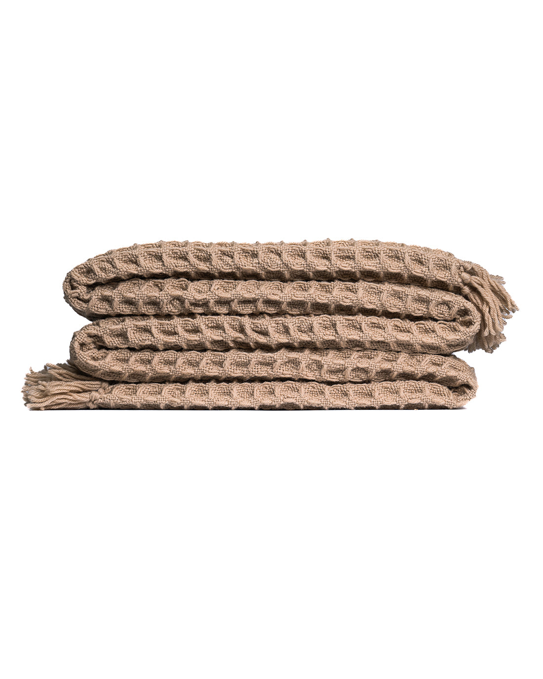 Nuria Camel Beige Honeycomb Wool Blanket