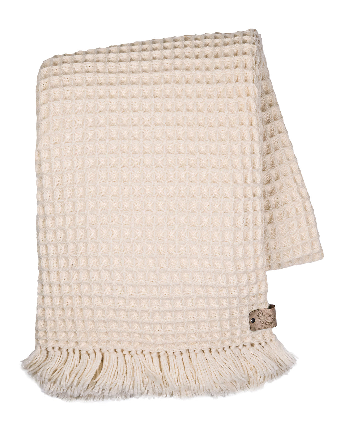 Nuria White Honeycomb Wool Blanket