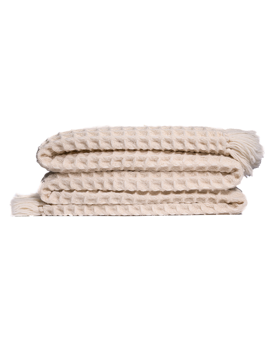 Nuria White Honeycomb Wool Blanket