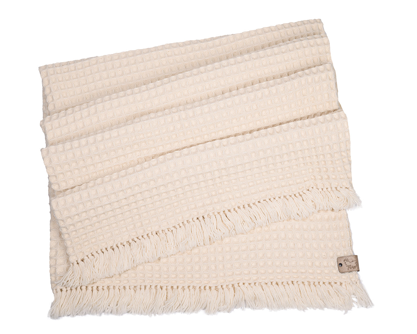 Nuria White Honeycomb Wool Blanket